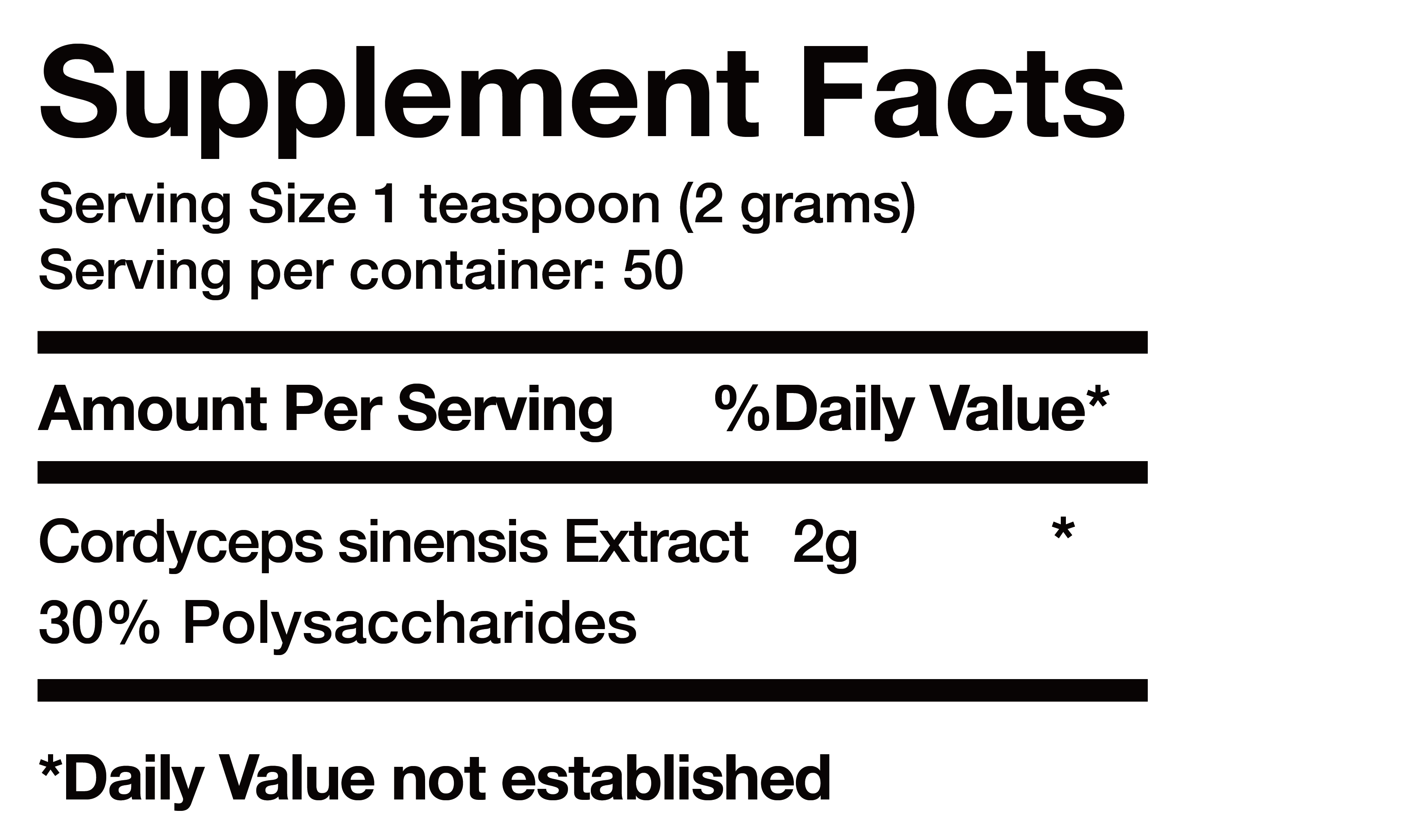 Cordyceps Sinensis Extract nutrition facts